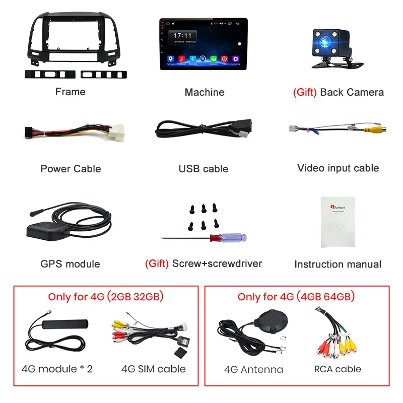Junsun 4G + 64G CarPlay DSP Android 8 1 автомобильный Радио Мультимедиа Стерео Аудио плеер gps 2 Din