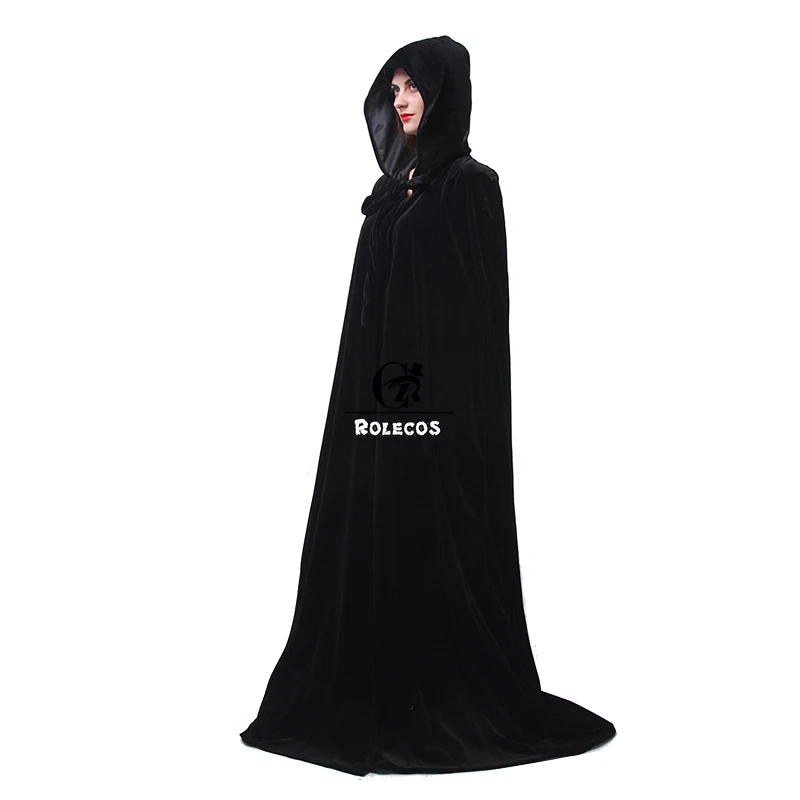 ROLECOS длинный плащ с капюшоном ведьмы косплей костюм 160 см Удобная накидка Модный