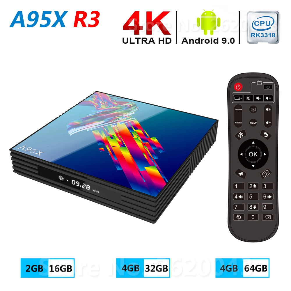 A95X R3 Смарт ТВ коробка Android 9 0 4 Гб Оперативная память 32GB/64GB Встроенная 2 4G 5G Wi-Fi Bluetooth