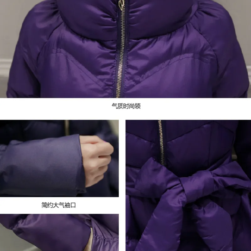 Плотная однотонная куртка с хлопковой подкладкой, большие размеры, женские топы, Украина, свободная одежда для беременных, теплое пальто с поясом, зимняя теплая верхняя одежда, W213