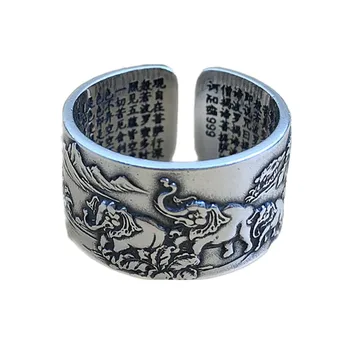 

BOCAI New real S999 sterling silver man ring Retro ethnic elephant ring birthday gift fashion woman ring