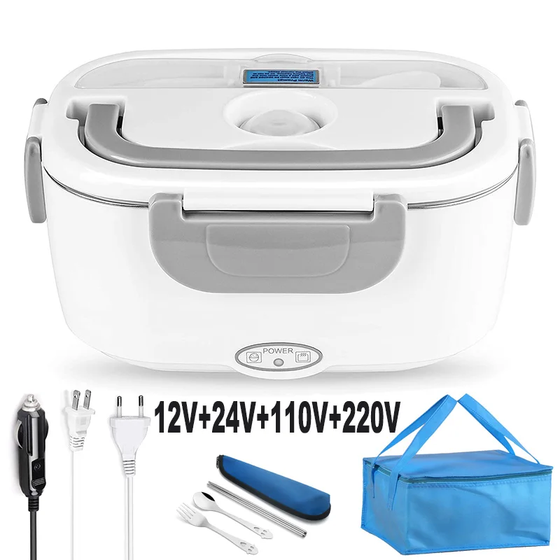 US $28.27 2 In 1 Car Home 12v 24v 110v 220v Us Eu Plug Electric Lunch Box Stainless Steel Portable Food Warmer Container Heated Bento Boxs