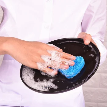 

Multi-function Kitchen Silicone Soft Wash Tools Round Antibacterial Dishwasher Scouring Pad Fruits Vegetable Cleaning Brush