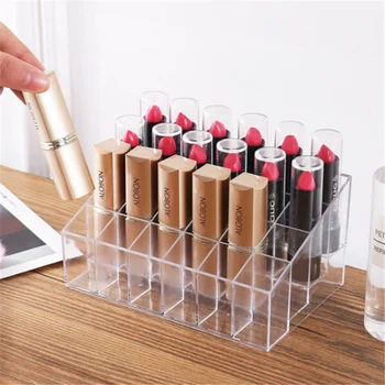 

24 Grid Acrylic Makeup Organizer lipstick Holder Storage Box Cosmetic Box Stand Nail Polish make up organizer Tool