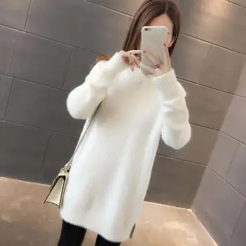 

2019 Women Warm Winter Knitted Sweaters Long Loose Turtleneck Sweaters Pullover Female Long Sleeve Jumpers Sweaters