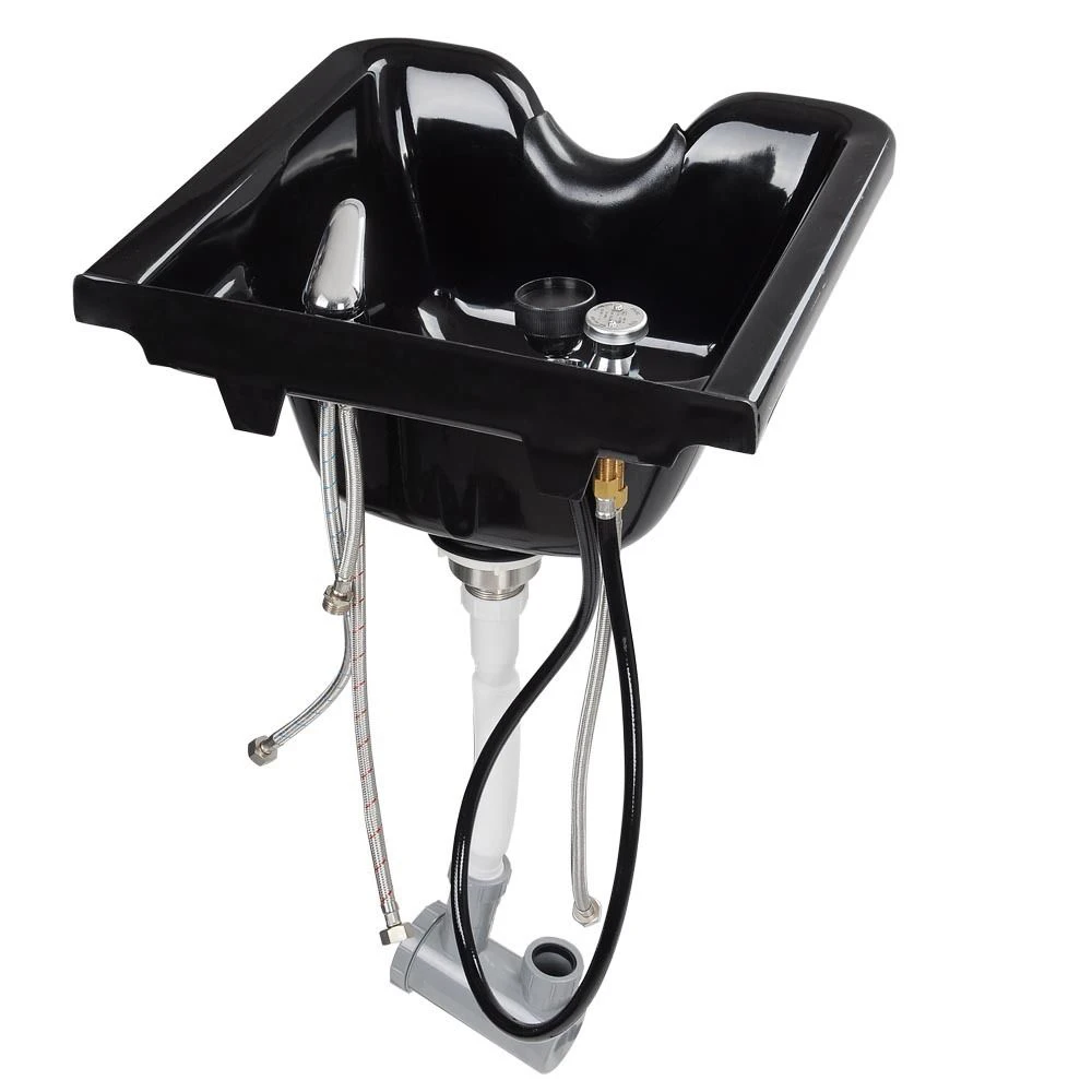

HZ9038 Stable Adjustable Shampoo Basin Black Portable Salon Deep Shampoo Basin Sink Hair Salon Treatment Bowl with Drain Hose