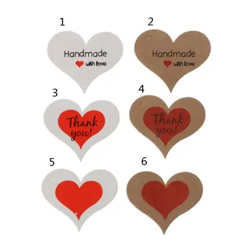 

100Pcs Heart Kraft Paper Handmade Tags Gift Box Handmade Favors Price Name Tags M4YF