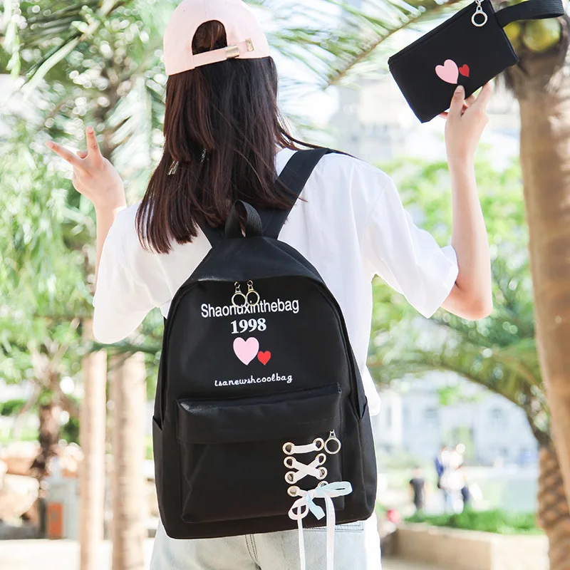 

2018 New Style Canvas Student Backpack Korean-style Picture WOMEN'S Backpack Candy-Colored Men And Women-School Bag