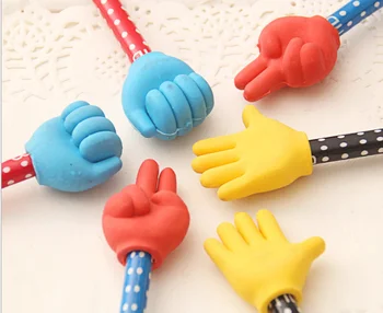 

Pencil With Finger Eraser Gesture HB Pen Cute Creative Stationery Cartoon Pencil 100pcs/Lot Pupil Prize School Supplies PC008
