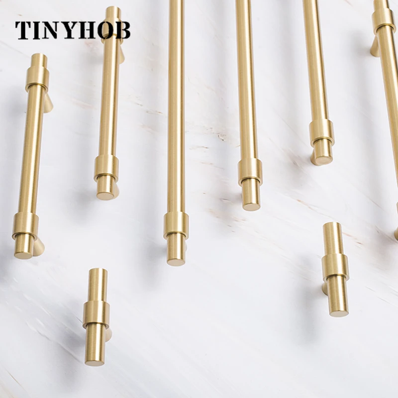 Solid Brass Knob and Handle T Shape Cabinet/Bookcase Handles Satin Brass Golden Drawer Pull Nordic Furniture Handles Furniture Handles