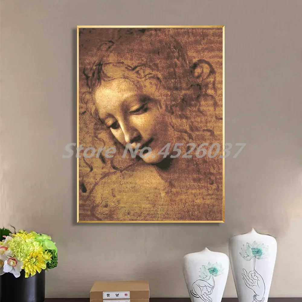 Leonardo Da Vinci голова женщины холст печать картина модульные картины для гостиной