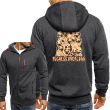 Pugness sobrecarga dos desenhos animados do cão jaquetas homens moda casual zip hoodies casaco streetwear harajuku outerwear engraçado anime hoodie dos homens