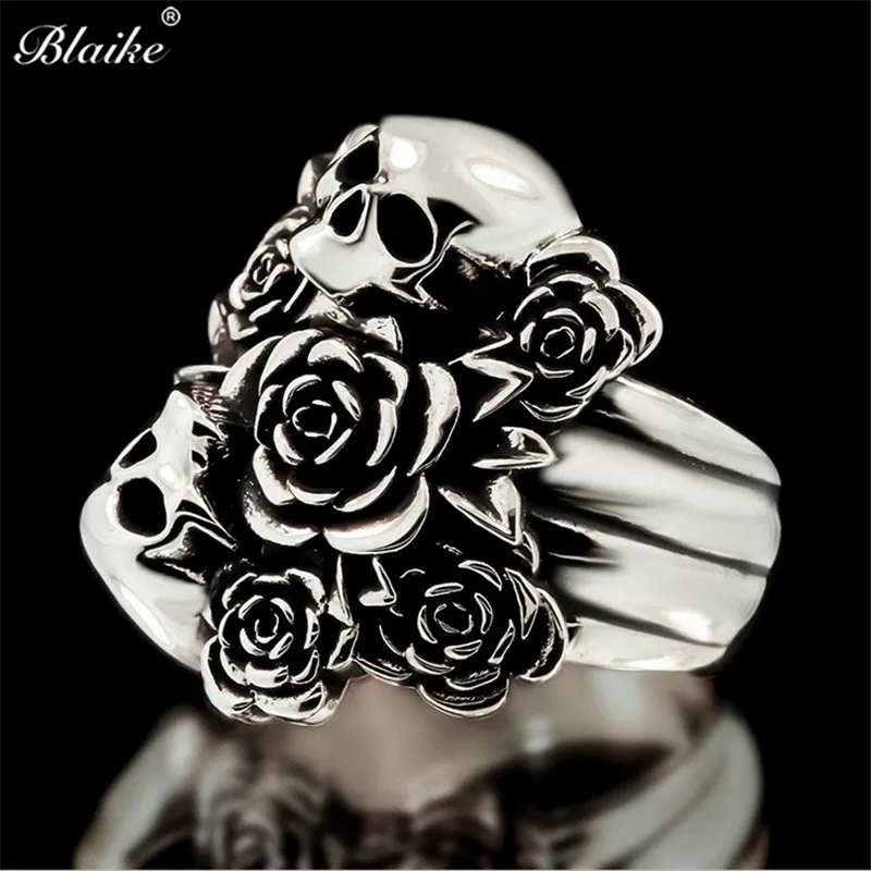 Blaike титановая сталь, Панк розы кольца с черепом для женщин и мужчин кольца для вечеринок ювелирные Кольца Подарочные уличные танцевальные шоу аксессуары