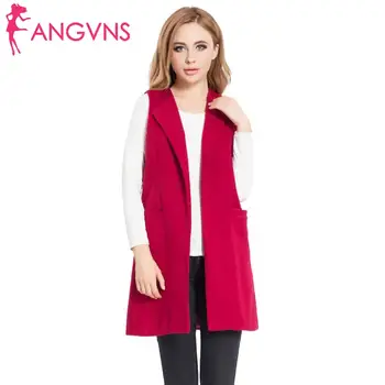 

New Fashion Women Casual V-Neck Sleeveless Solid Regular fit, Front Open Above Knee Long Pocket Waistcoat