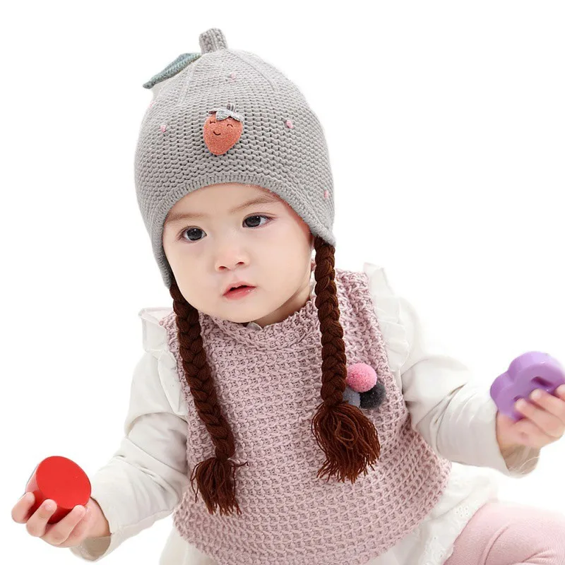 Зимняя детская шапочка, милая детская шапка для девочек, детская шапка, модные шапки для маленьких девочек, теплая Милая шапка, аксессуары - Цвет: A4