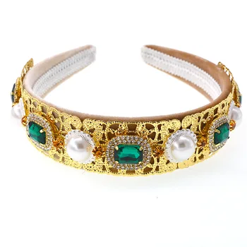 

2019 Hairbands Women's Hair Accessories Retro Diamond Round Pearl Headband Hairpin Outdoor Dance Party Decoration Adult Headwear