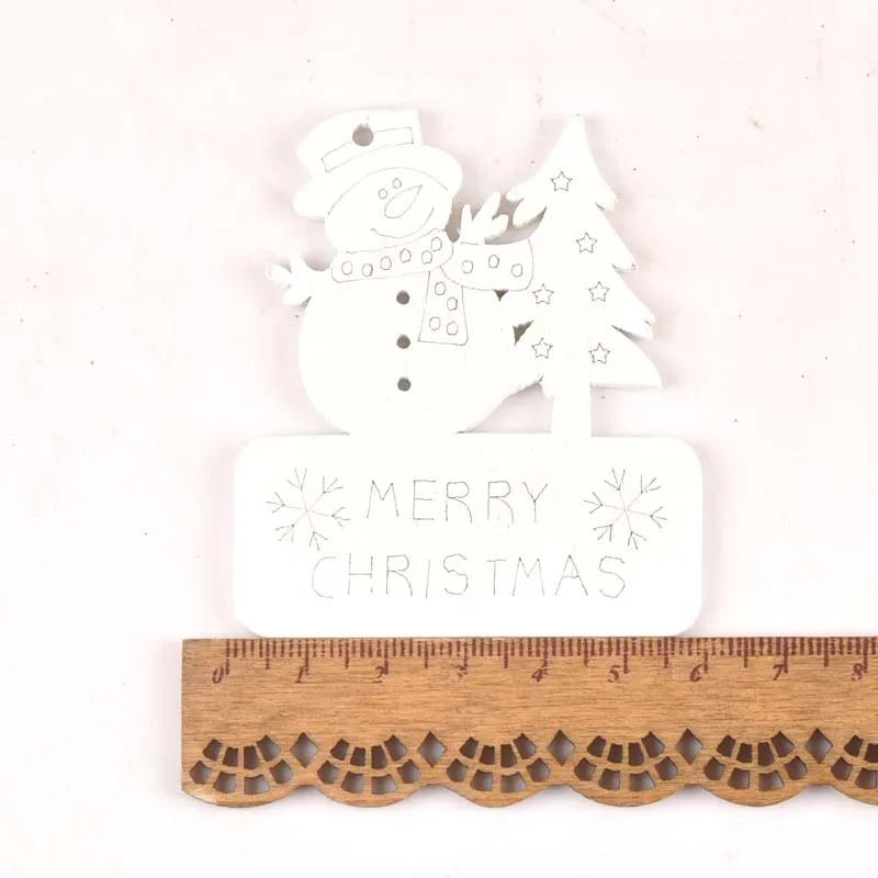 Белый DIY деревянный чип Рождественская елка висячие украшения кулон Детские подарки Снежинка елка Рождественские украшения 5 шт