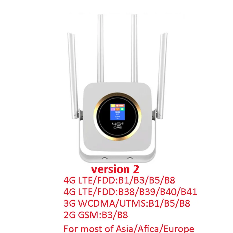 TIANJIE 4G LTE/FDD CPE Wifi роутер с аккумулятором 3000 мАч беспроводной маршрутизатор с слотом для sim-карты/LAN/WAN порт ЖК-дисплей Wifi точка доступа - Цвет: version 2