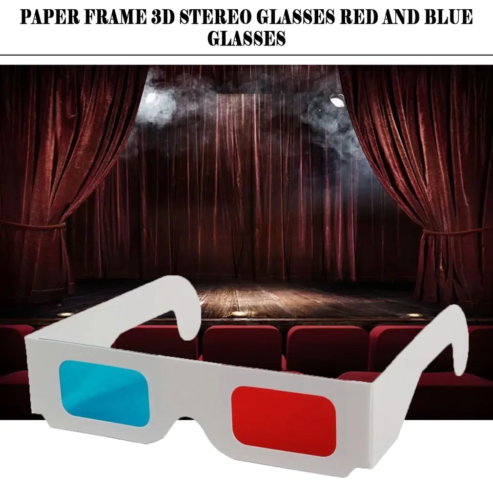 50pcs/100pcs/10pcs/lot Universal Paper Anaglyph 3D Glasses Paper 3D Glasses View Anaglyph Red/Blue 3D Glass For Movie Video