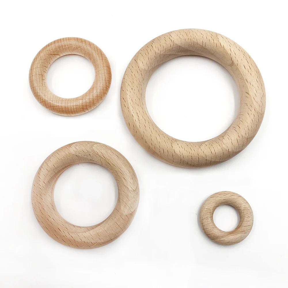 

5pcs Beech Wooden Rings Wood beech beads Accessories for DIY Wood Ring with Big Hole for Making Bracelet Necklace