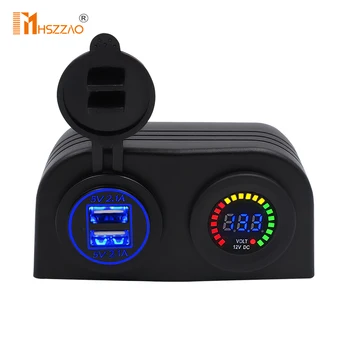 

12/24V Car Universal 4.2A USB Dual Aperture Charger With Color Screen Voltmeter For Car, Motorcycle, ATV, RV, Boat, Yacht