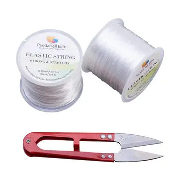 

2 Rolls 0.8mm Elastic Stretch Polyester Threads with 1 Pc Sharp Steel Scissors