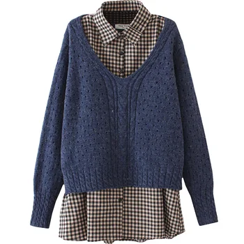 

Plus Size Casual Essential Sweaters Women 2019 Autumn Winter Fashion Loose Long Sleeve Knitting Pullovers E2-9556