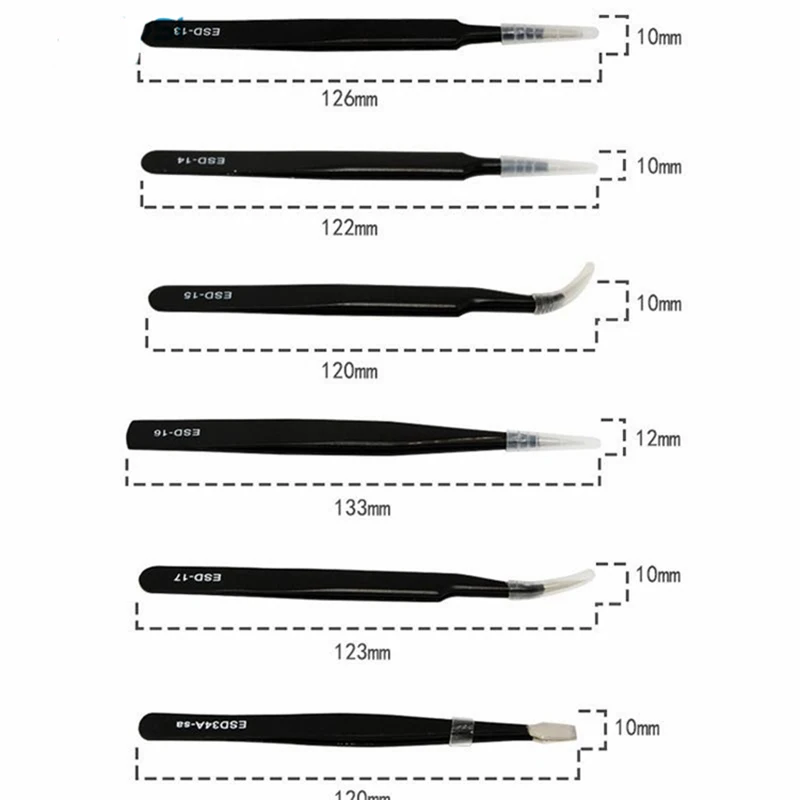 Набор пинцетов 9 шт. антистатические прецизионные пинцеты из нержавеющей стали для электронный мобильный телефон Инструменты для ремонта ручные инструменты