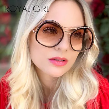 

ROYAL GIRL 2020 New Fashion Ladies Irregular Round Frame Sunglasses Brand Designer Metal Double Beam Versatile Sunglasses ss342