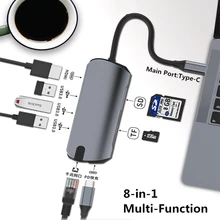 USB концентратор 3,0 с адаптером питания SD TF карта HDMI ридер RJ45 Ethernet PD зарядное устройство USB-C type-C мульти концентратор для Mackbook Pro