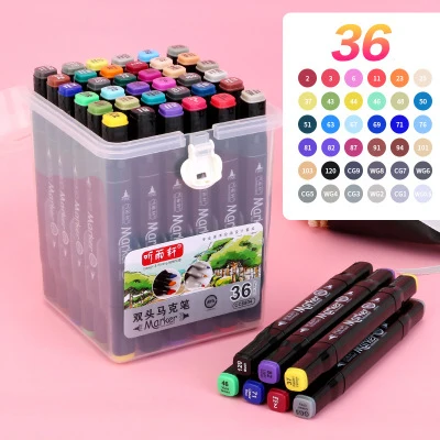 Black 36 Colors Двусторонний маркер ручка комплект, принадлежности для живописи красочные Водонепроницаемый Ручка Кисть для рисования Copic превосходное маркеры красочные Водонепроницаемый ручка - Цвет: Black 36 Colors