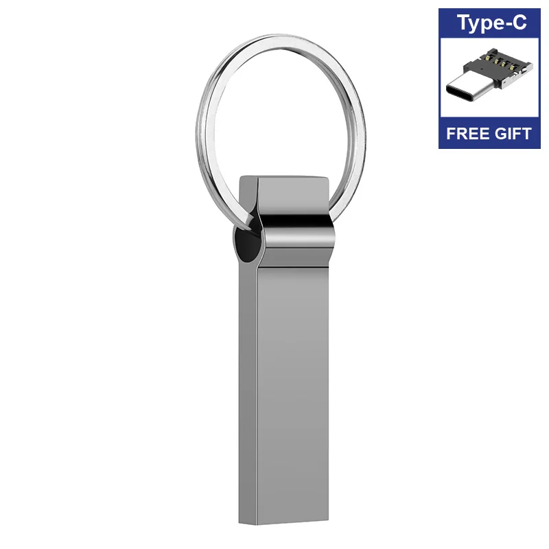 

Free Type-C adapter Hot metal usb flash drive 128gb 256gb pendrive 16gb flash memory stick 8gb 4gb pen drive 64gb usb stick 32gb