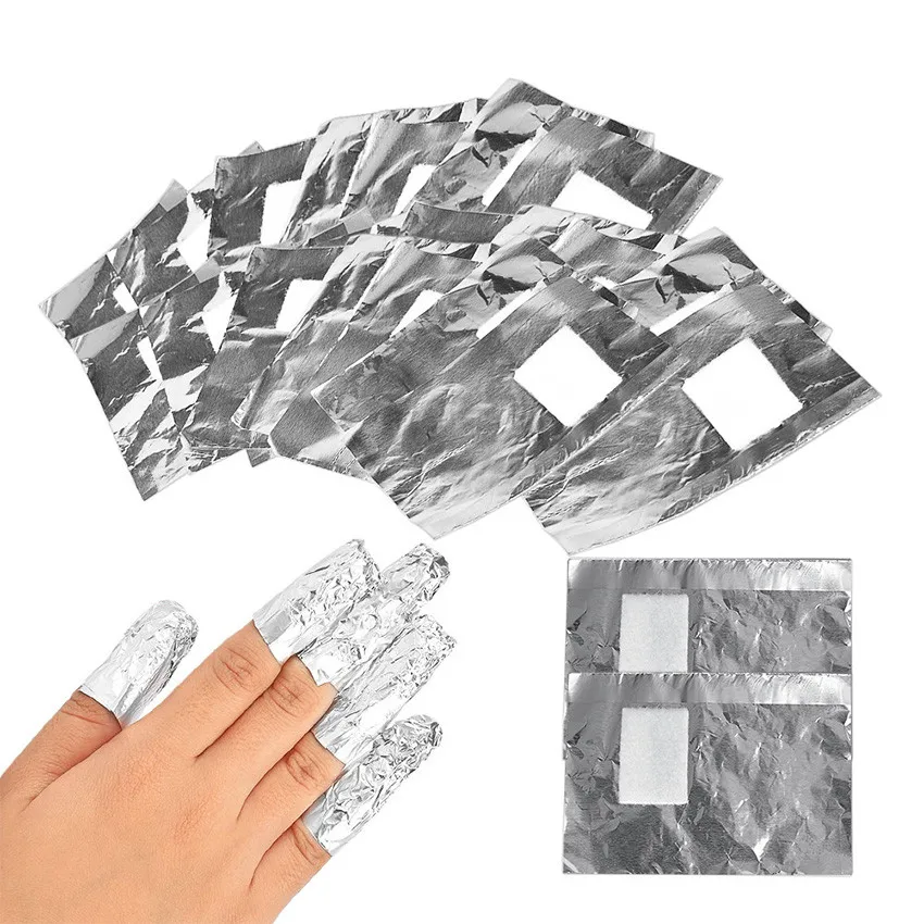 

100pcs/set Fingernail with Cotton Tin Foil Professional Nail Polish Remover Supplies Unloading Tin Foil Nail Wrap Manicure Tools