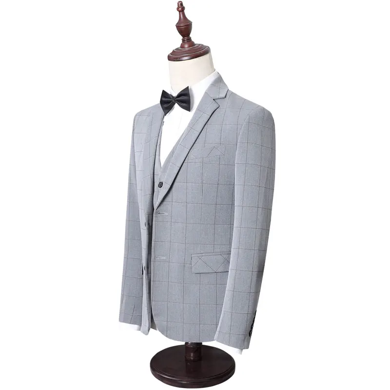 ZYFG free men smart casual suits sets slim fit Blazers+Pants+Vest sets formal wedding men Hidden lattice design suits 3 Pieces