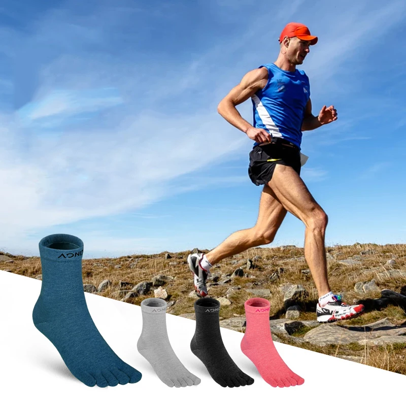AONIJIE 1 Pair Outdoor Five Toe Socks Quick Drying Long Tube Socks Breathable For Camping Hiking Running Marathon Jogging E4813