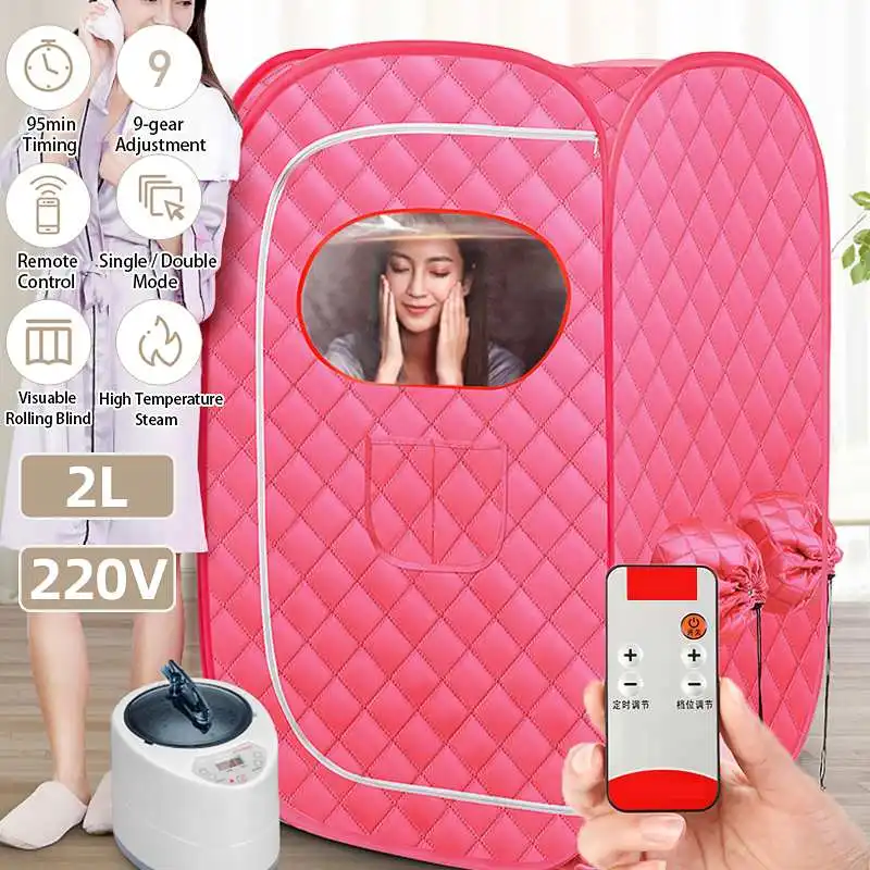 2L Steam Sauna Portable Spa Room Home Full Body Slimming Folding Detox Therapy Steam Fold Sauna Cabin Sauna Generator 220V