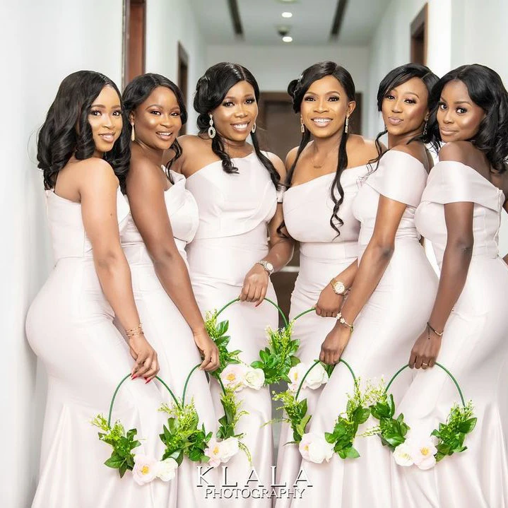 

Elegant Mermaid Bridesmaid Dresses One Shoulder Cap Sleeves Satin Cheap Custom Made Aso Ebi Wedding Party Gowns 2021