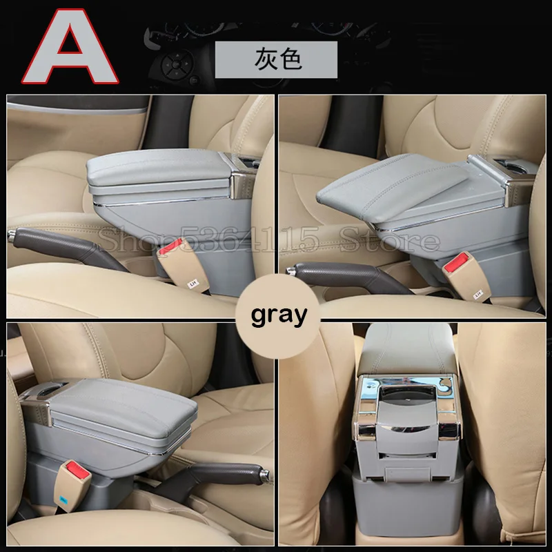 A gray Коробка для хранения подлокотников из искусственной кожи для hyundai Elantra Touring I30 I30cw, подлокотник для автомобиля, запчасти для салона 2009-10 - Название цвета: A gray