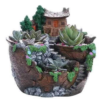 

Antique Desktop Flowerpot Resin Elegant Succulent Plants Potted Plants Holder Home Office Ornaments Garden Decoration