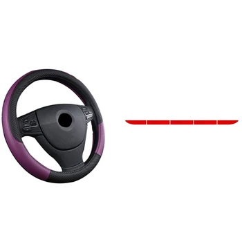 

Leather Universal Car Steering-Wheel Cover 38cm Car with Car Sticker Reflective Warning Safety Tape Film