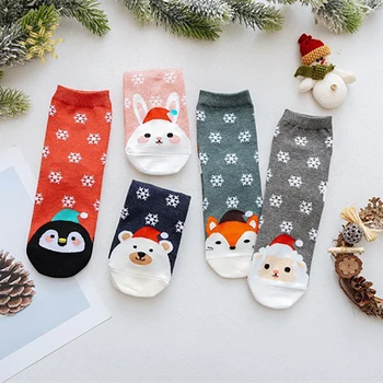 

Christmas Red Socks Autumn and Winter Personality Wool Cotton Socks Set Warm Universal Size In The Tube Cute Elk Female Socks CY