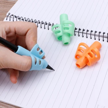 

3Pcs Two-finger Grip Silicone Baby Pencil Holder Learn Writing Tools Writing Pen