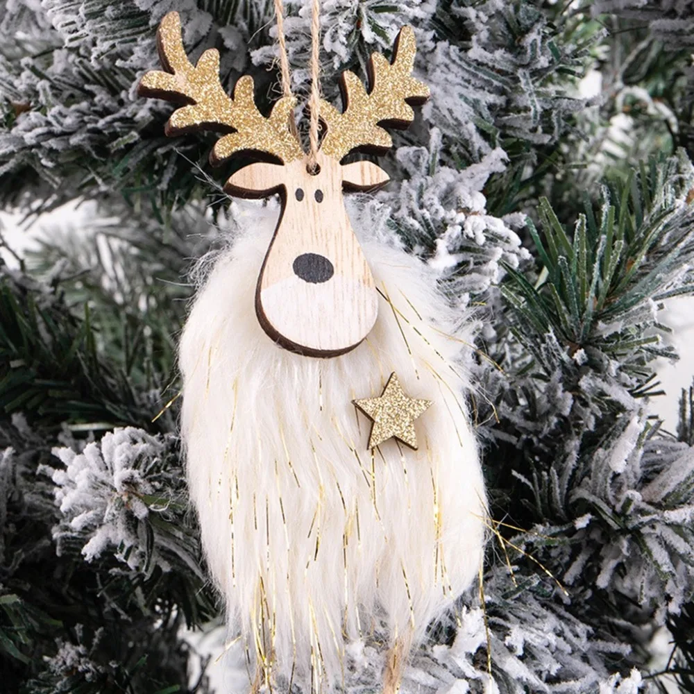Рождественские деревянные украшения, лось, плюшевая кукла, игрушка, сделай сам, рождественская елка, украшения, подарок на год, подвесные Подвески, Deco Noel Bois, Прямая поставка