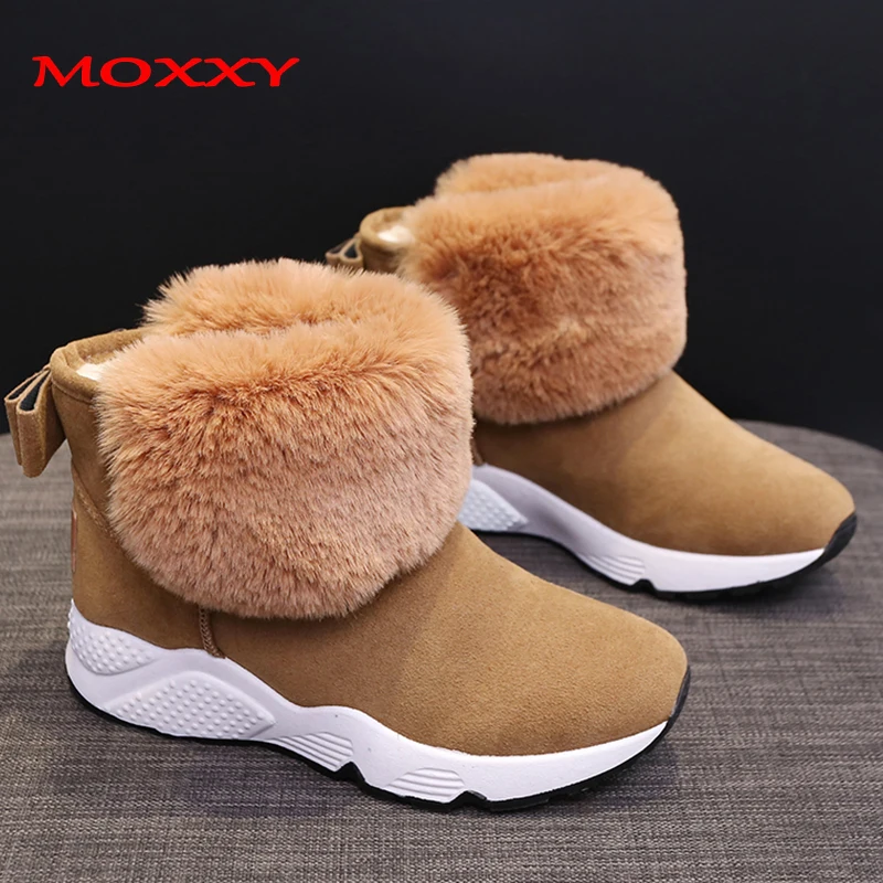 

2019 New Deigner Winter Boots Women Warm Fur Snow Boots Slip On Soft Comfort Plush Furry Boots Female Sneakers Shoes Woman Flat