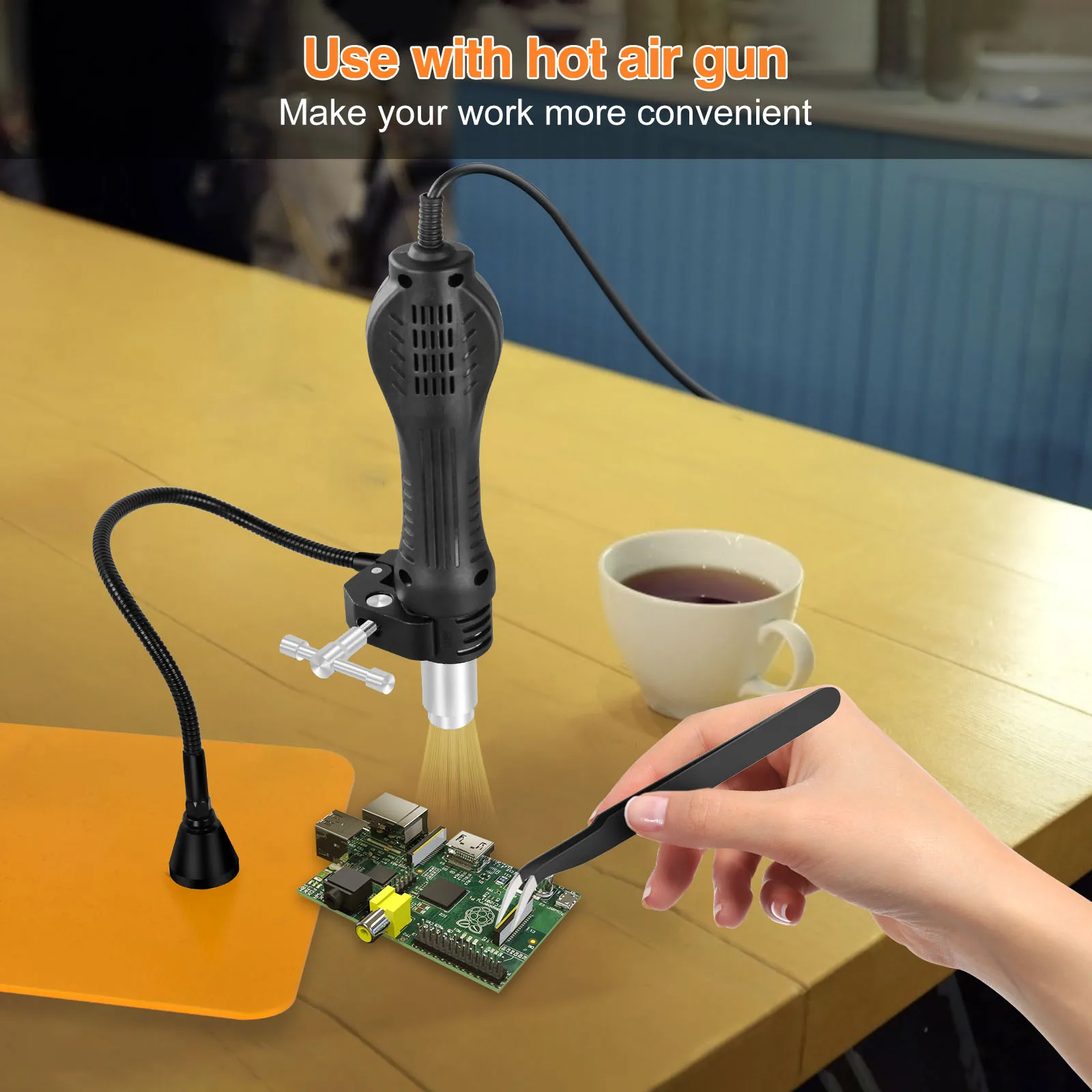 PCB Board Fixture Clips Magnetic Base Heat Gun Bracket Hot Air Gun Stand Soldering Third Hand Tool for Welding Desoldering