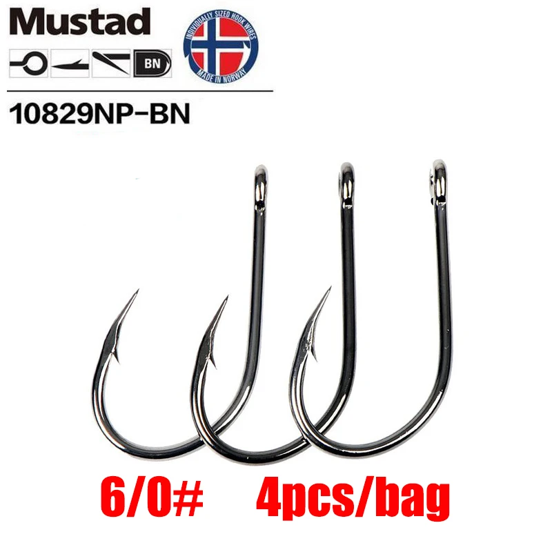 6 0 Mustad Норвегия происхождения крючок для морской рыбалки джиг крючок джиг приманки кривой рот крючок, 10829NP-BN - Цвет: 6 0