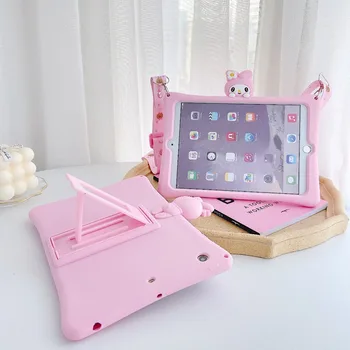 

Cartoon pink Girl Cover For iPad 9.7 2017 2018 10.2 7th Pro 9.7 10.5 Air 1 2 3 Kids Case for iPad Mini 7.9 Silicon Funda + strap