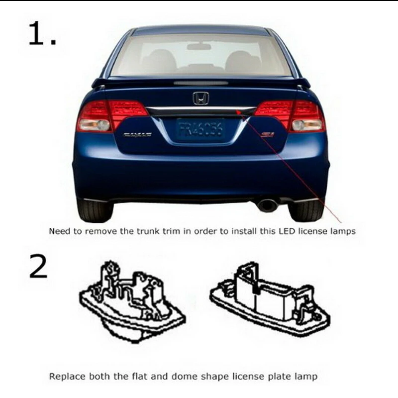 iJDM 2Pcs Car 6000K white  License Plate Light LED For Honda Civic Accord Acura MDX RL TL TSX RDX ILX License Plate Lights 12V