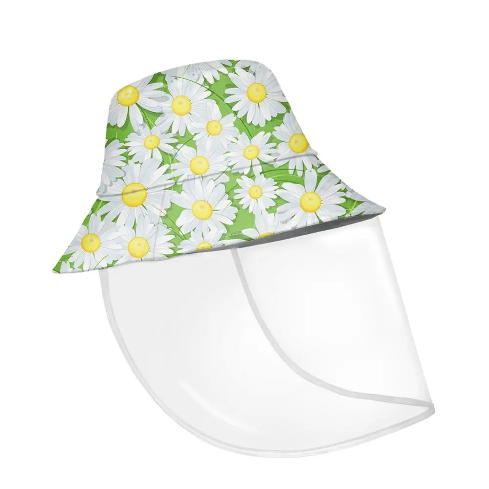 

NOISYDESIGNS Summer Bucket Hats Women Detachable Daisy Flowers Printing Ladies Anti Spitting Protective Hat Wiadro Kapelusze