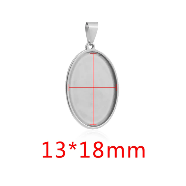 5pcs/lot Stainless Steel Oval Round Square Pendant Cabochon Base Setting Tray Blank 30x40mm Cabochons Jewelry Making Supplies oval-13x18mm